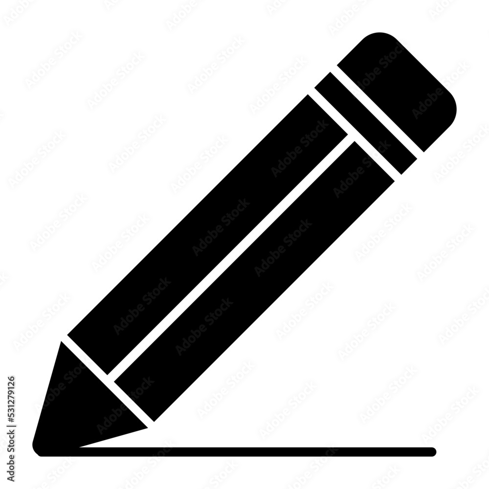 A writing tool icon, solid design of pencil A writing tool icon, solid design of pencil
