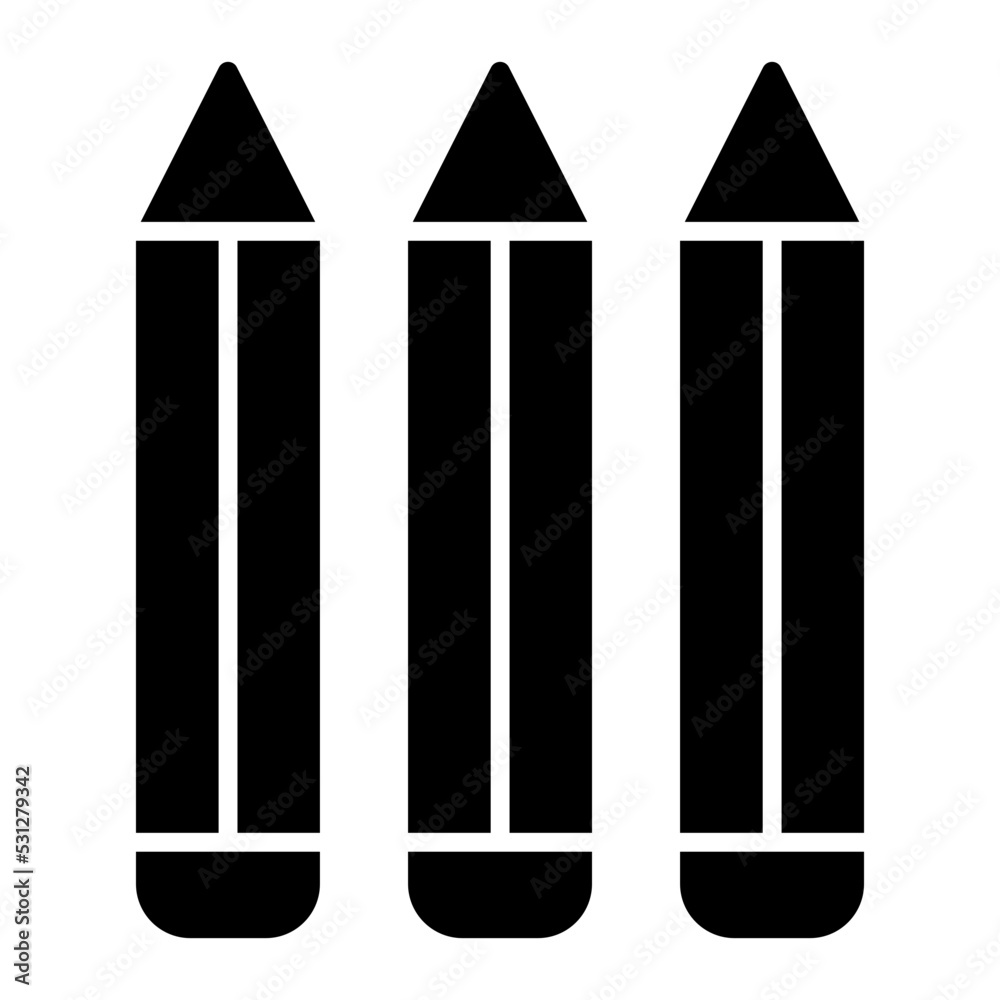 A set of coloring pencils, crayons icon A set of coloring pencils, crayons icon