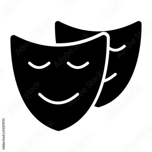       Happy face mask, theater masks icon