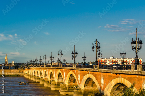 Stone bridge in Bordeaux, France