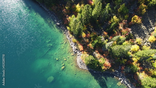 Gacial lake in fall, Lindeman Lake, British Columbia, Canada