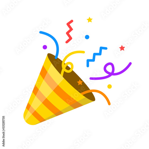 Party popper icon. Confetti for parties and holidays. Vector illustration