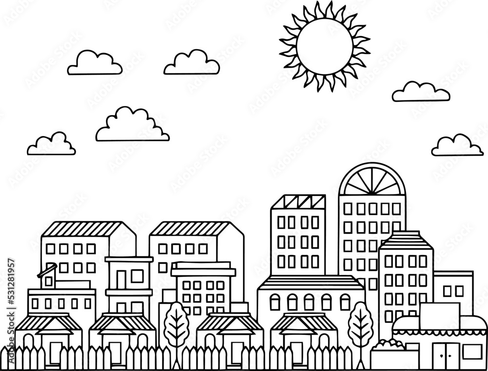 design vector urban building landscape outline silhouette element