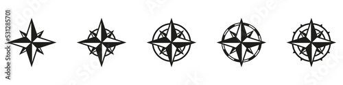 Compass icons. Set of vector compass icons