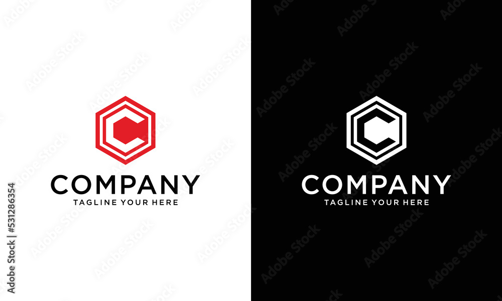 Abstract letter C logo icon design modern minimal style illustration. Hexagon alphabet emblem sign symbol mark logotype on a black and white background. Abstract letter C logo icon design modern minimal style illustration. Hexagon alphabet emblem sign symbol mark logotype on a black and white background.