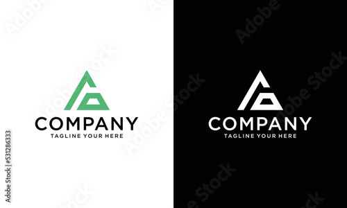Initial Letter AG triangle logo company and business template on a black and white background.