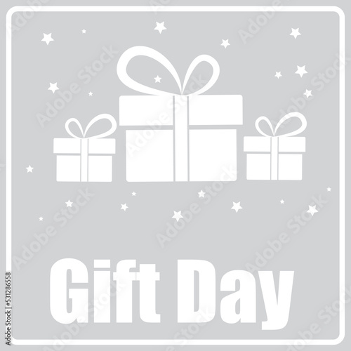 gray icon with silhouette of gifts