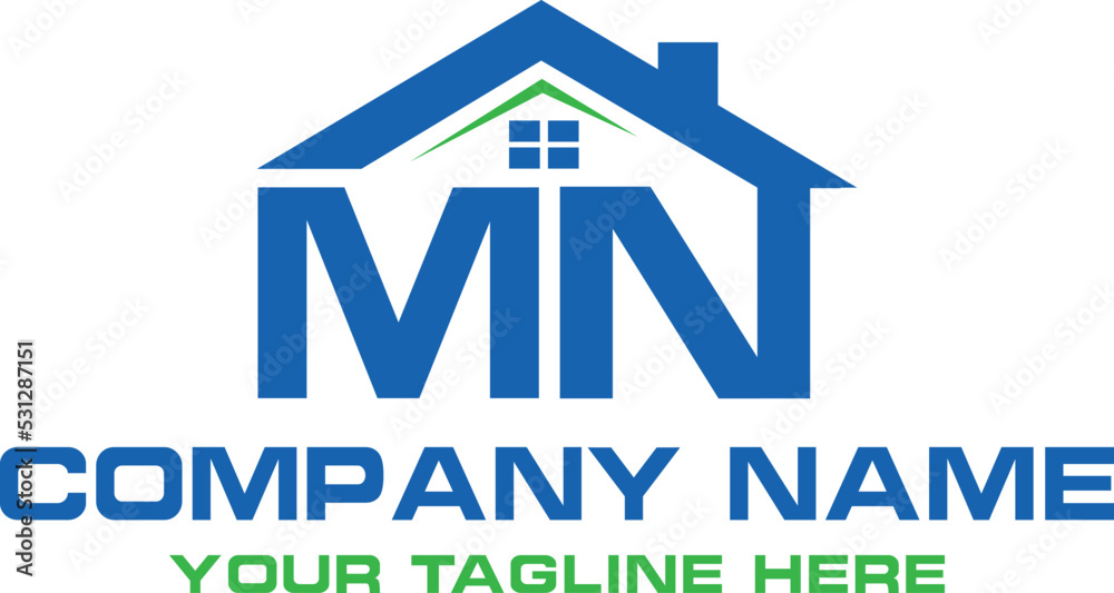 Fototapeta premium MN letter initial-Construction-home-real-estate-building-property-monogram-logo-design