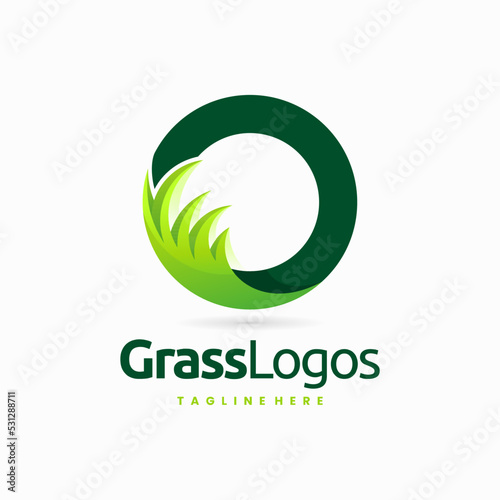 grass letter O logo design