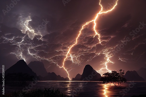 An illustration of Catatumbo Lightning in Venezuela. photo