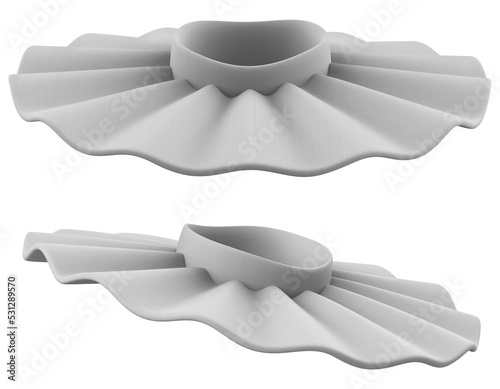 Isolated 3d render illustration of white colored jabot in various angles.
