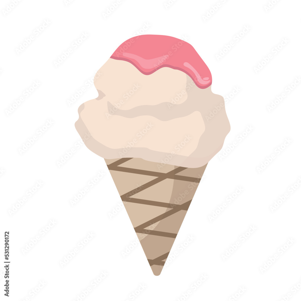Ice Cream Vector. Strawberry Ice Cream. Vanilla Ice cream with Strawberry Topping. Ice-Cream Vector Illustration Ice Cream Vector. Strawberry Ice Cream. Vanilla Ice cream with Strawberry Topping. Ice-Cream Vector Illustration