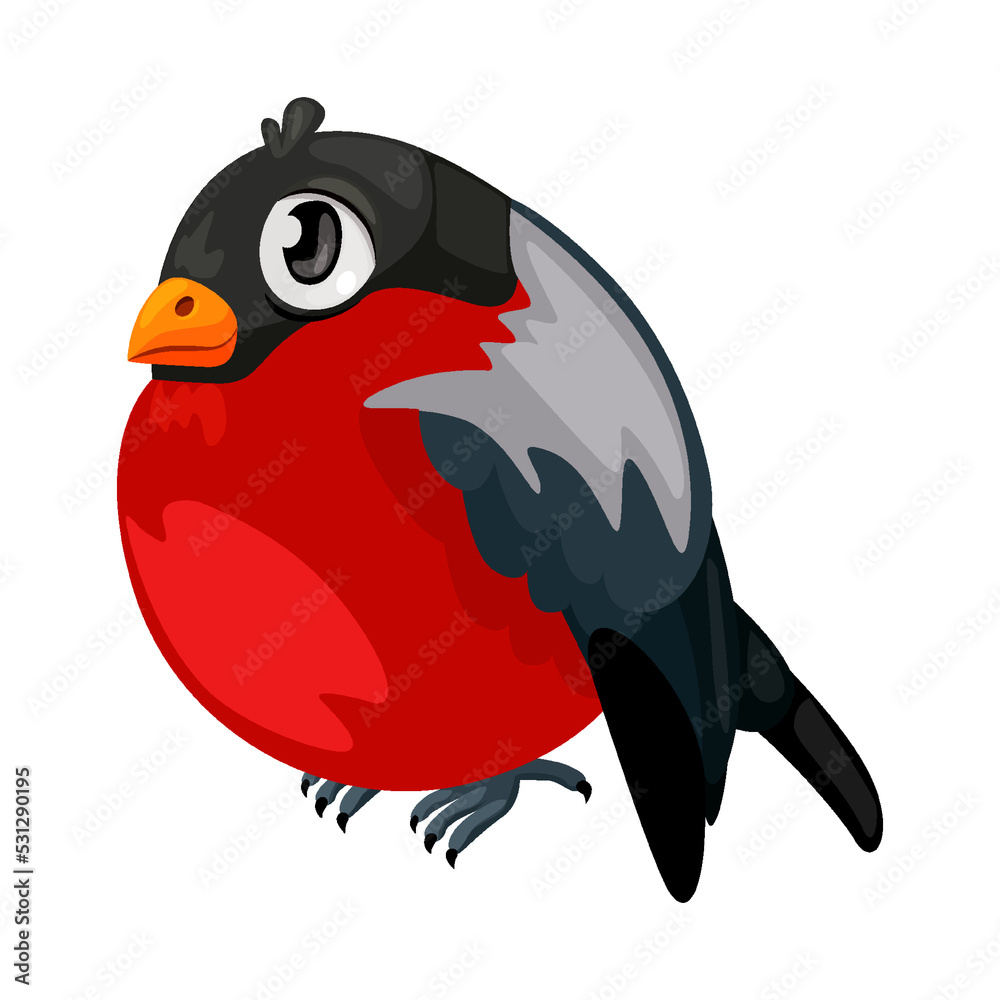 Naklejka premium Beautiful cartoon bullfinch. Bird vector illustration