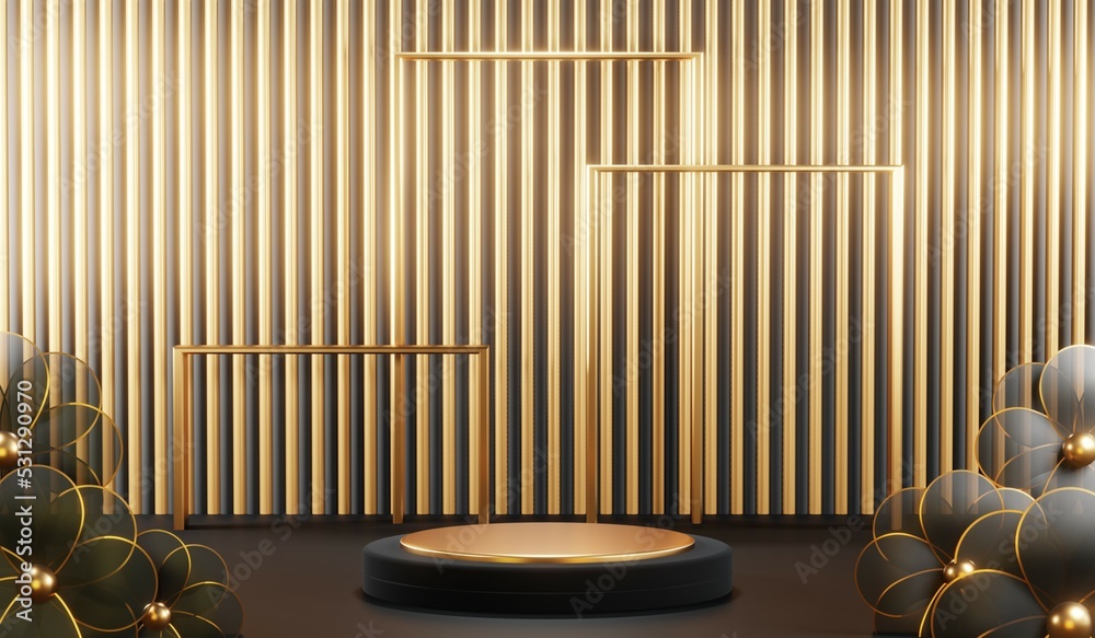 3D rendering of blank product background for cream cosmetics Modern black podium background 3D rendering of blank product background for cream cosmetics Modern black podium background