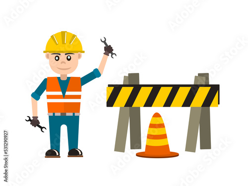 worker on construction sign for error website page.
