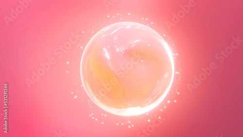 Water bubble floating around beauty skin ball with 3d rendering.