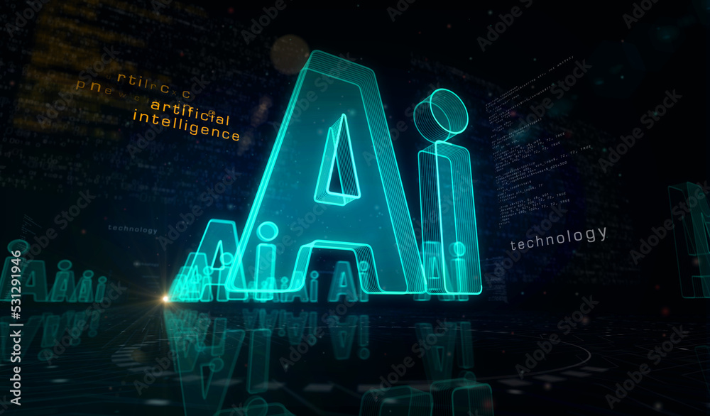 Obraz premium Artificial intelligence technology AI symbol digital concept 3d illustration