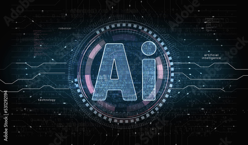 Artificial intelligence technology AI symbol digital concept 3d illustration