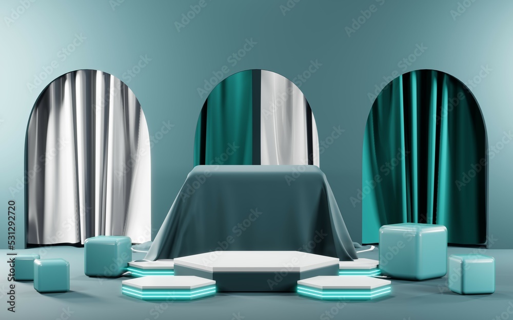 3D rendering of blank product background for cream cosmetics Modern blue pastel podium background 3D rendering of blank product background for cream cosmetics Modern blue pastel podium background