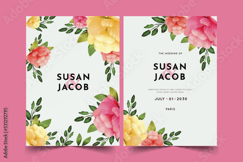 floral colorful wedding invitations template vector design illustration