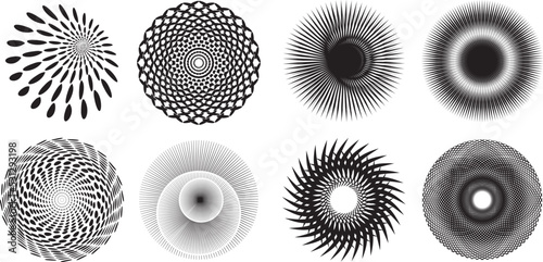 Lines in Circle Form. Vector Illustration. Technology round Logo. Circular Design elements for patterns, backgrounds, brochures, and posters. Abstract concentric stripes Geometric shape