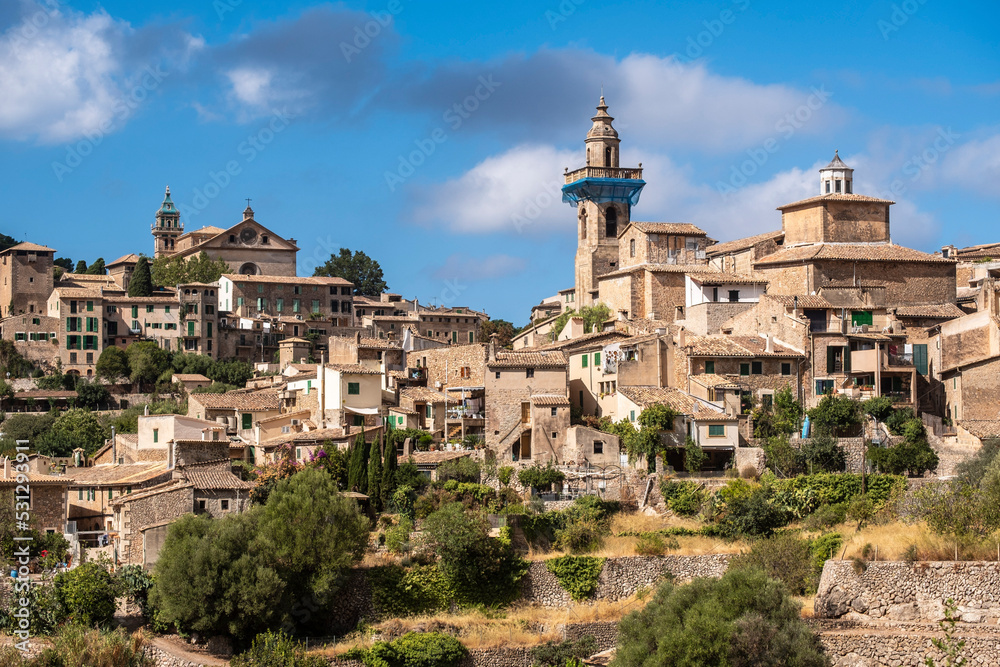Valldemossa overall view of the town, Majorca, Balearic Islands, Spain