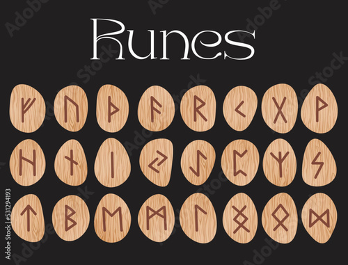 Scandinavian ancient magical runes alphabet