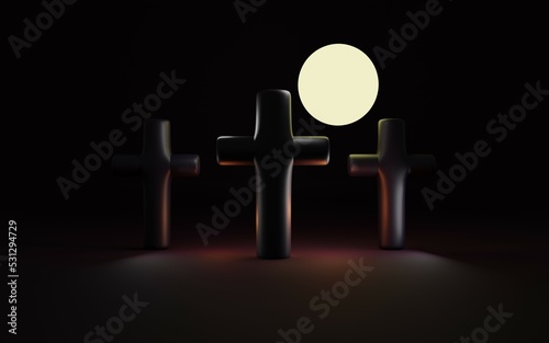 Halloween scary pumpkin late night 3D illustration