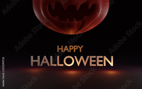 Halloween scary pumpkin late night 3D illustration