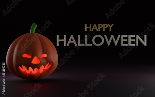 Halloween scary pumpkin late night 3D illustration