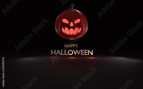 Halloween scary pumpkin late night 3D illustration