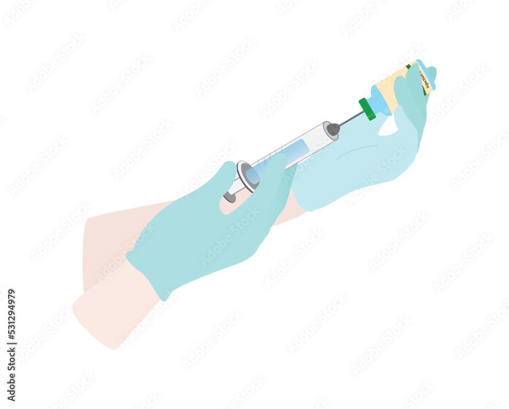 illustration of Medical, syringe being prepared for injection of