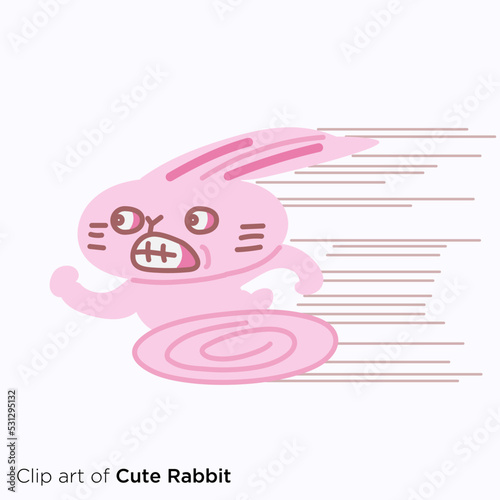 ウサギのキャラクターイラストシリーズ　「とても急ぐ」