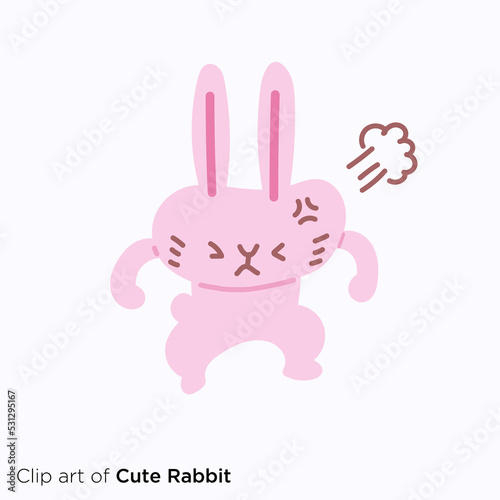 ウサギのキャラクターイラストシリーズ　「怒る」