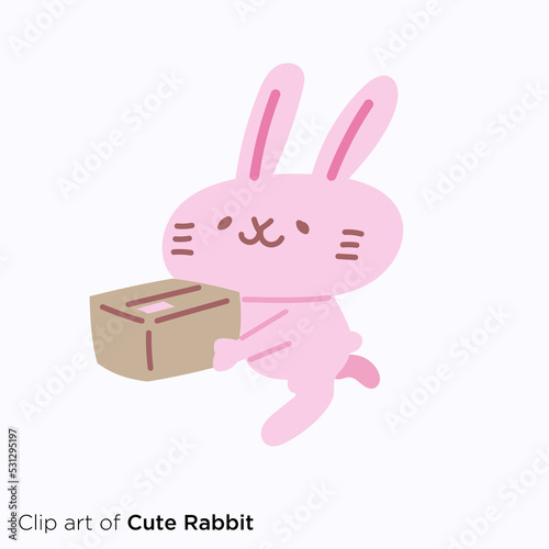 ウサギのキャラクターイラストシリーズ　「荷物を届けるウサギ」