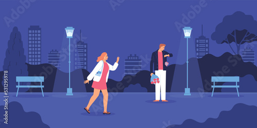 Woman Late For Date Illustration