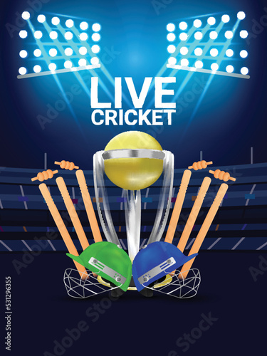 Cricket championship tournament card with vector illustration