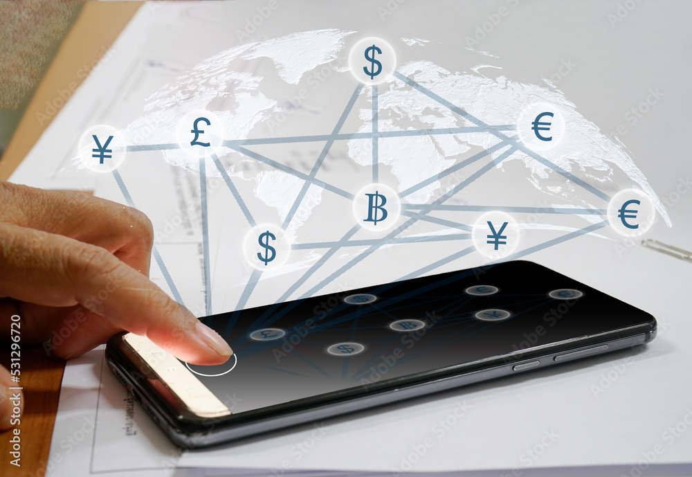 Woman using mobile phone Check money via mobile phone and internet network. Woman using mobile phone Check money via mobile phone and internet network.