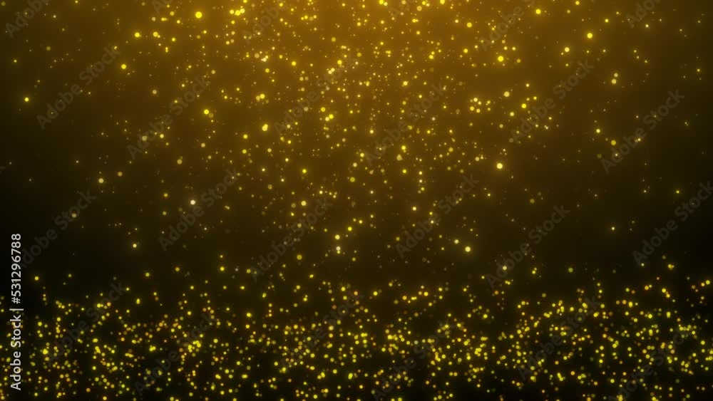 Glittering  golden particles motion background. Abstract background with magic lights and sparks. Seamless loop.