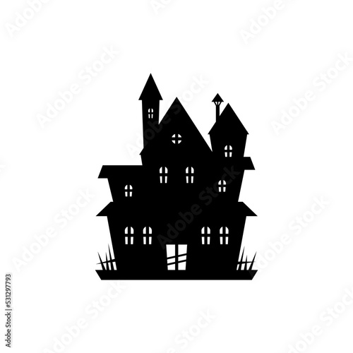 Icono de casas de terror. Halloween. Castillos y alberga de terror. Concepto de miedo. Ilustración vectorial