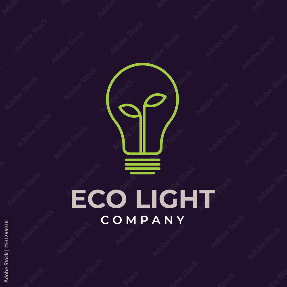 eco light logo vector design with leaves as green energy concept eco light logo vector design with leaves as green energy concept
