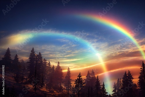 An illustration of a Circumhorizontal Arc, Ice Halos, Fire Rainbow photo