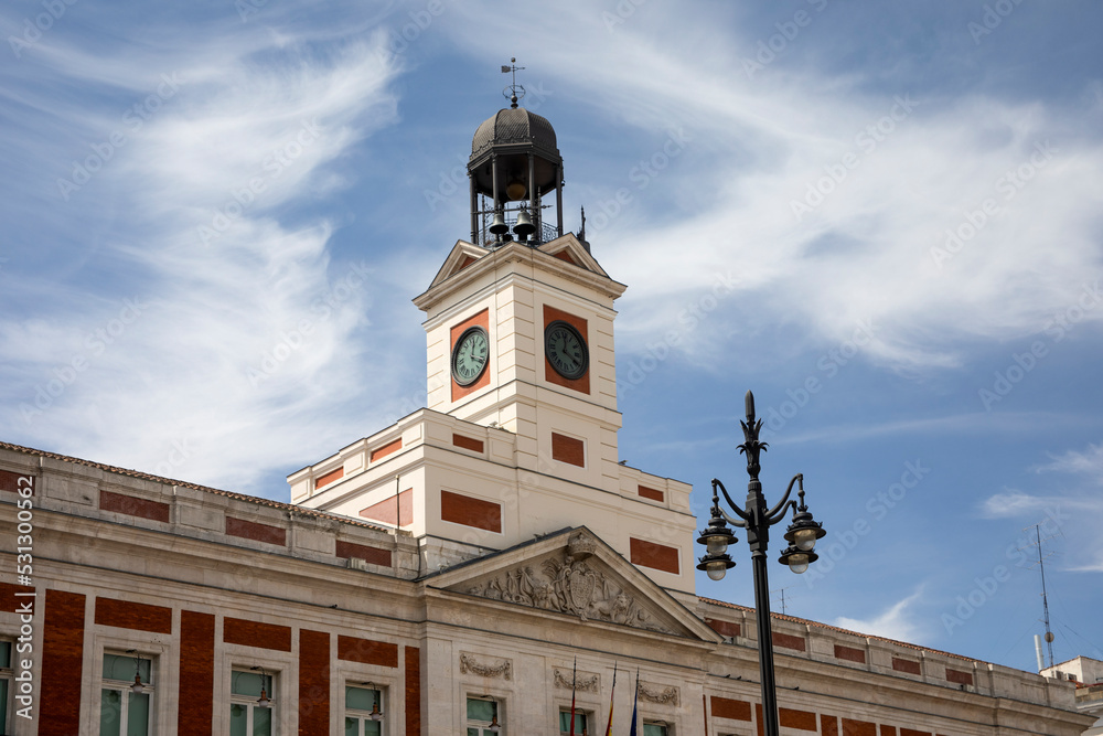 Fototapeta premium A beautiful photograph of the Royal Post Office is a building located in the southern part of the door of the sun in Madrid, one of the most touristic squares in Spain.
