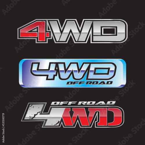 4WD logo, Four Wheel Drive Off-road 4x4 all-terrain vehicle sticker Design for car