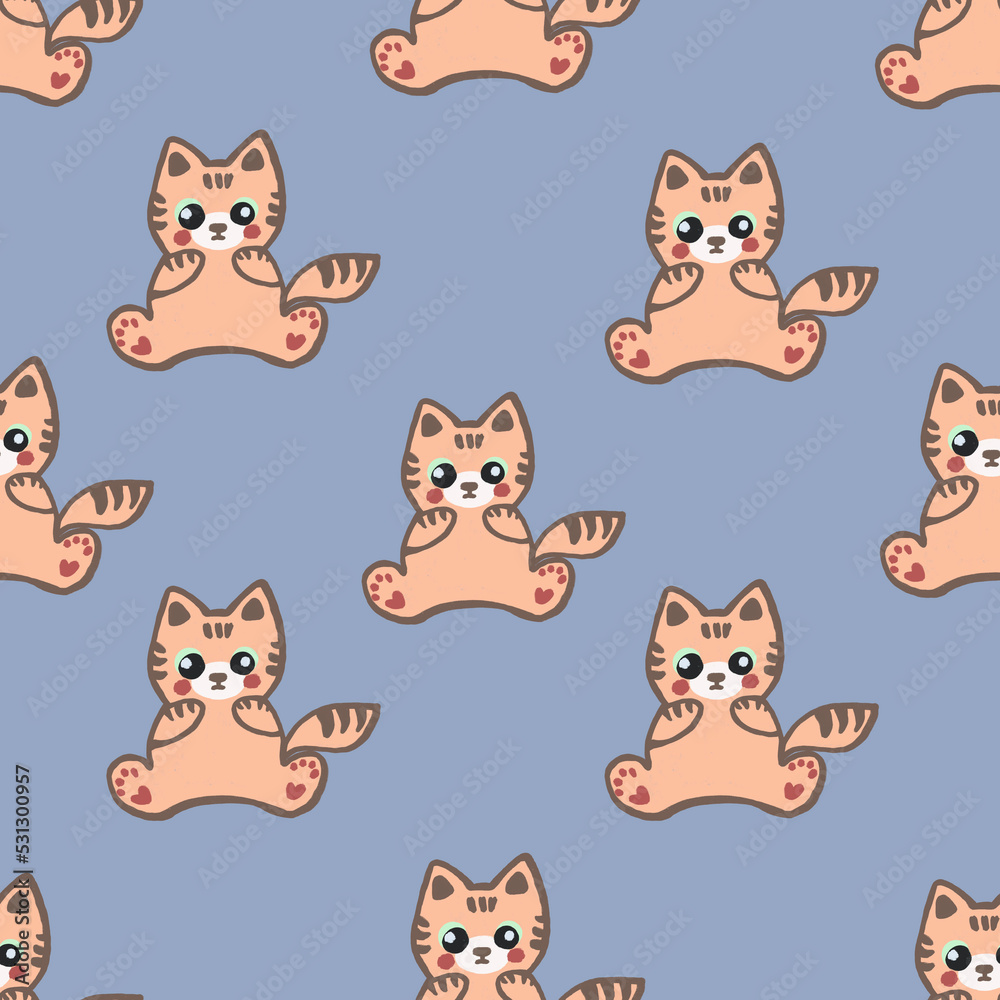 seamless pattern with cute cat, kitten pattern