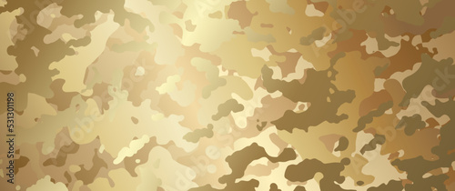 Gold camouflage vector texture for design. Golden military background for cover design, cards, flyer, poster, banner and print. Luxury khaki backdrop for textile. Hand drawn illustration.