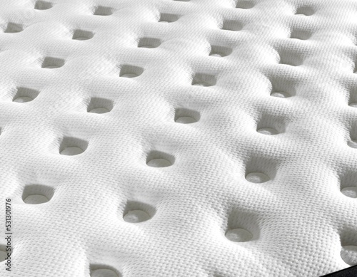 Top view hand made mattress , close up mattress with , background of comfortable bed , quilted white fabric .