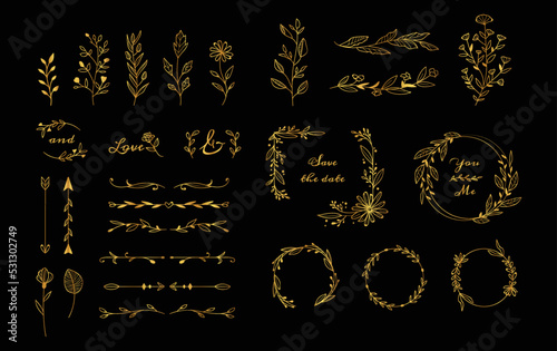 hand drawn wedding ornaments collection vector design illustration