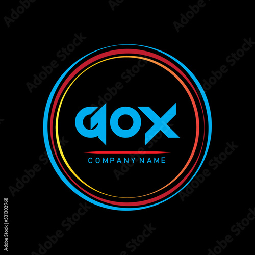 GOX letter logo design,GOX creative shape design for company logo photo