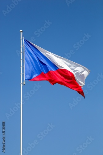 Flag of Czech republic waving in the sky